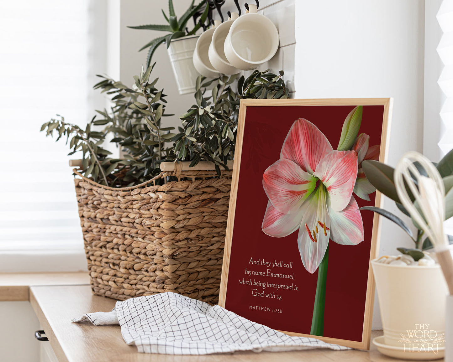 Bible Verse Art Print, Matthew 1:23b