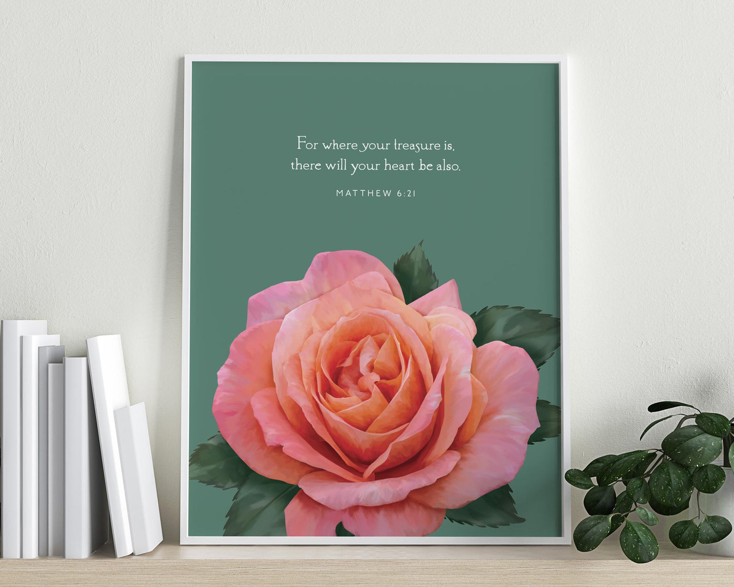 Bible Verse Art Print, Matthew 6:21