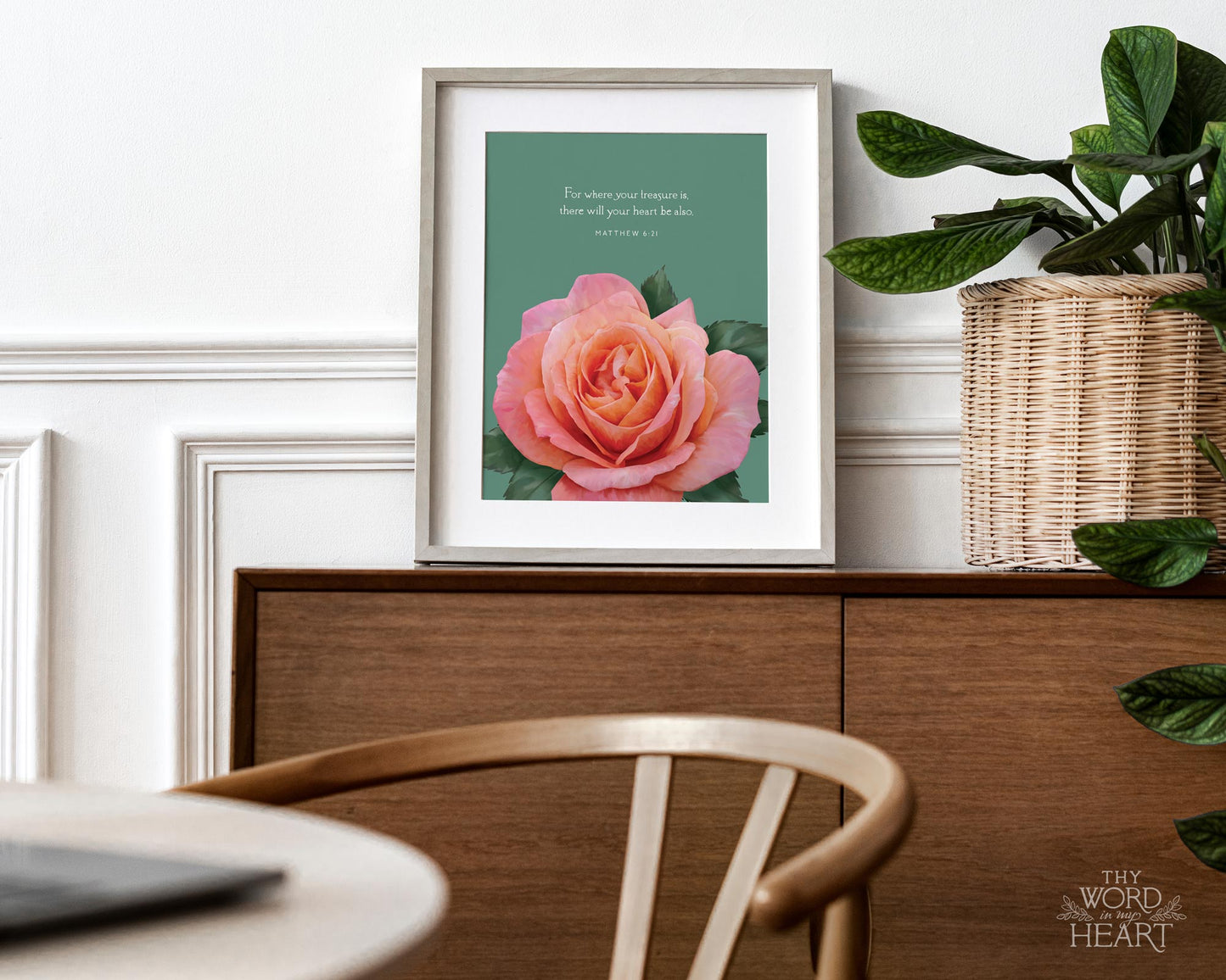 Bible Verse Art Print, Matthew 6:21