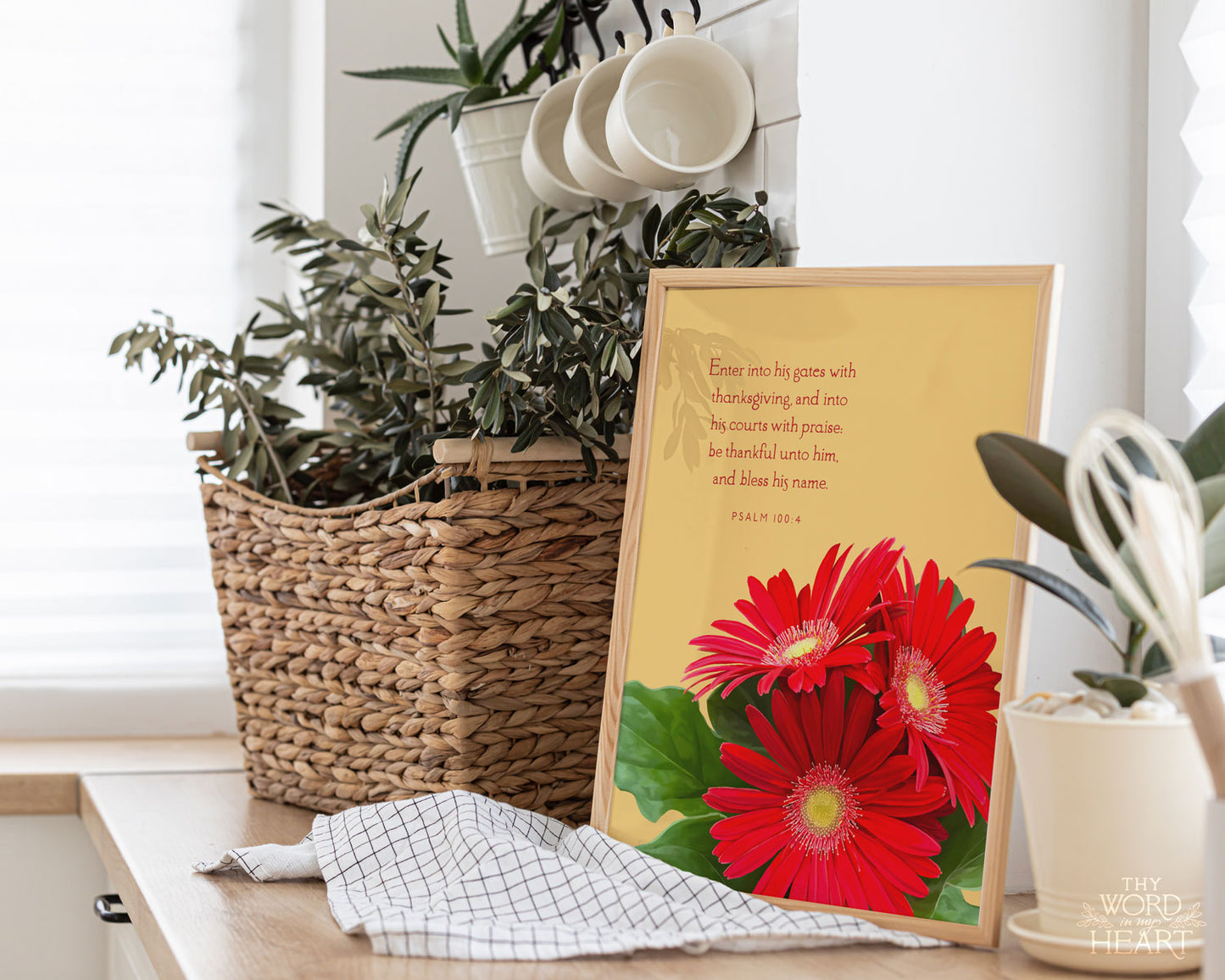 Bible Verse Art Print, Psalm 100:4