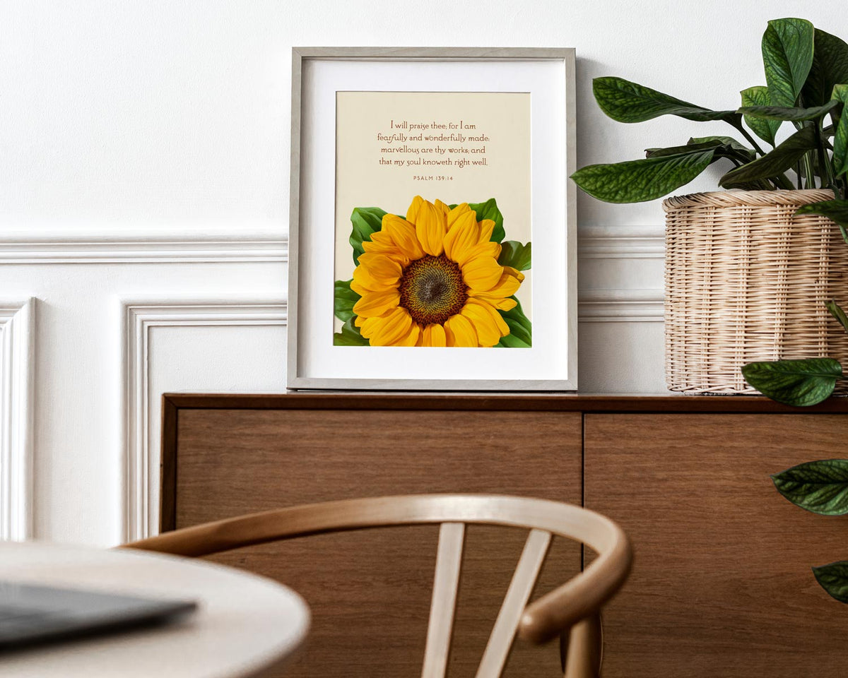 Bible Verse Art Print, Psalm 139:14