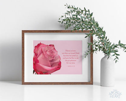 Bible Verse Art Print, 1 John 4:10
