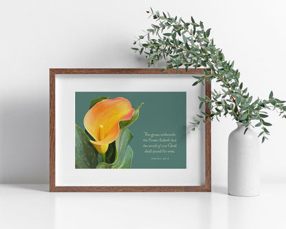 Bible Verse Art Print, Isaiah 40:8