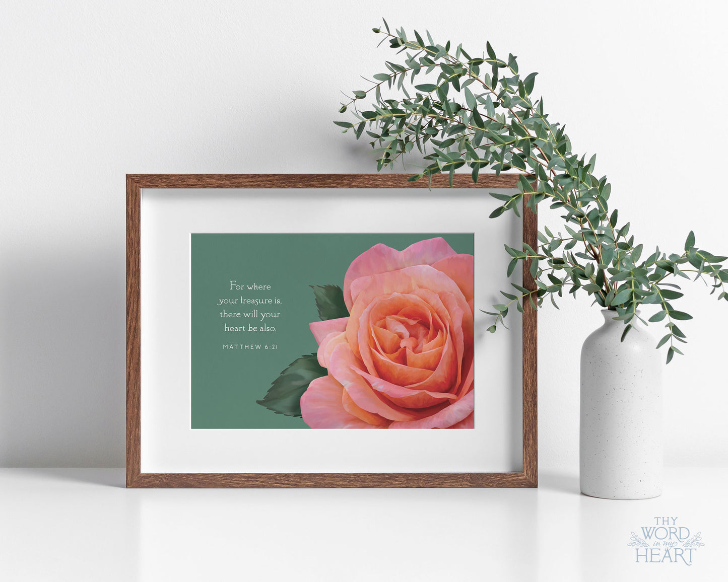 Bible Verse Art Print, Matthew 6:21