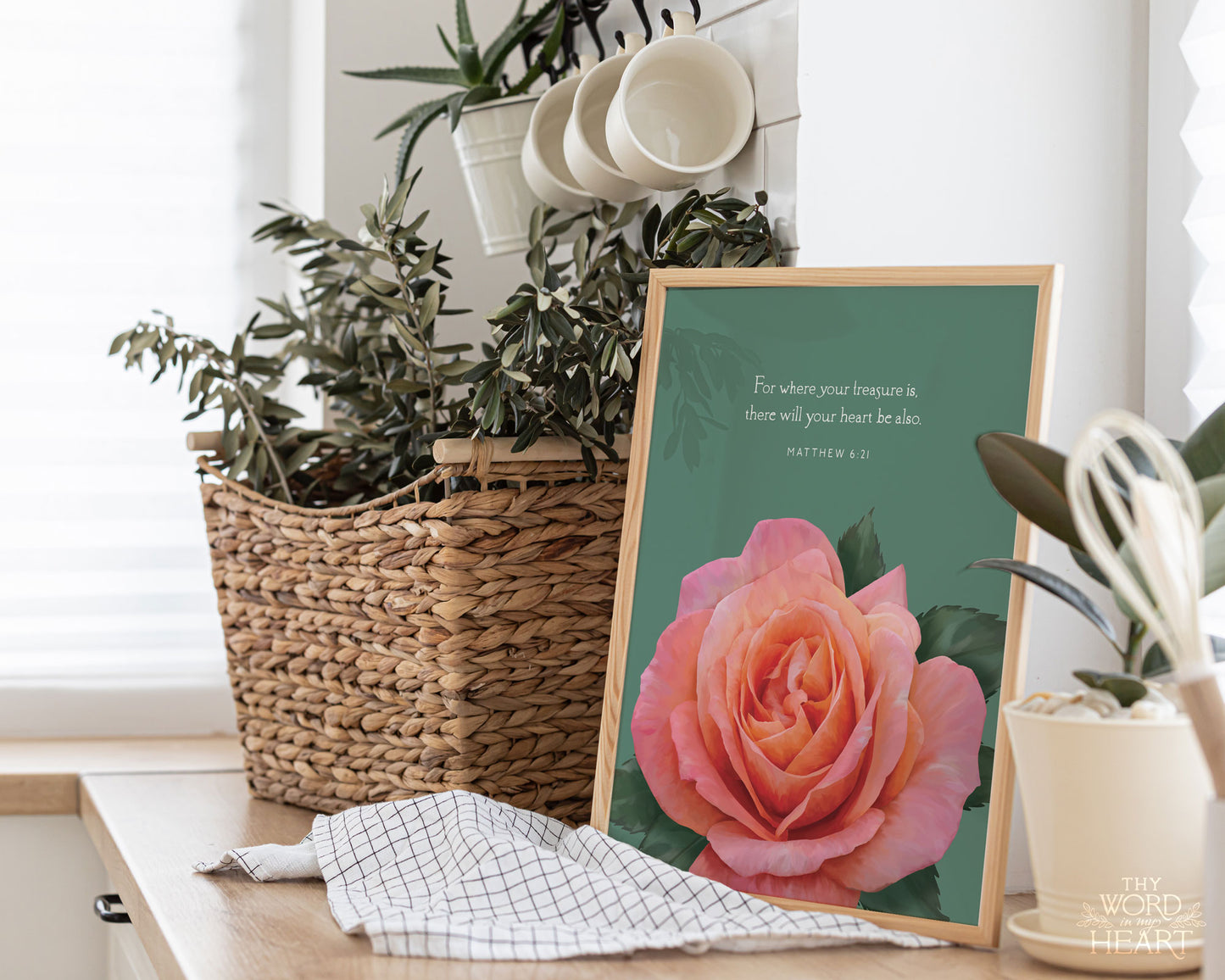 Bible Verse Art Print, Matthew 6:21