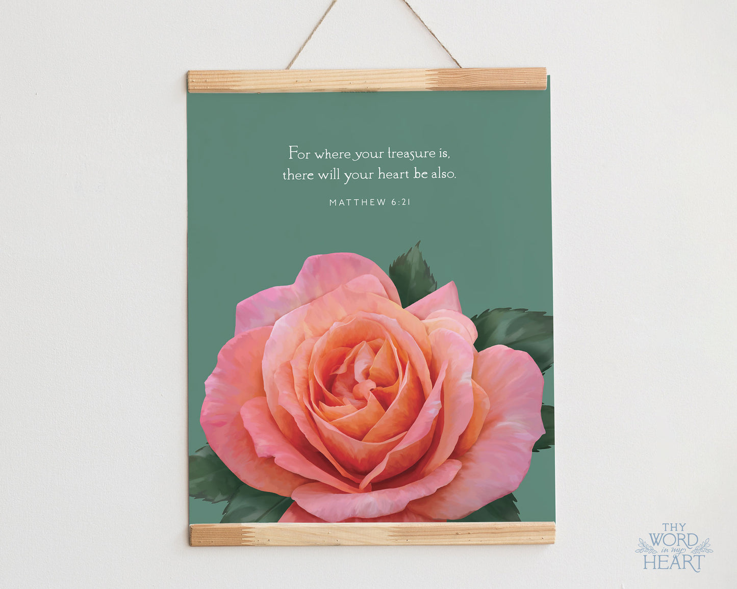 Bible Verse Art Print, Matthew 6:21