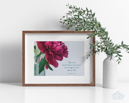Bible Verse Art Print, Psalm 119:11
