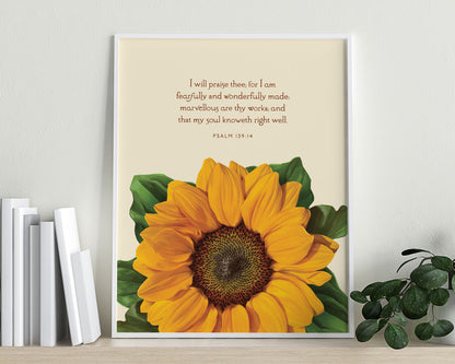 Bible Verse Art Print, Psalm 139:14
