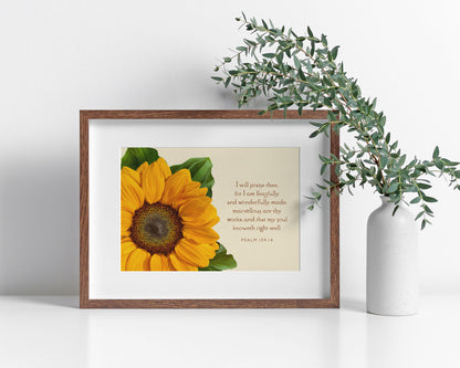 Bible Verse Art Print, Psalm 139:14