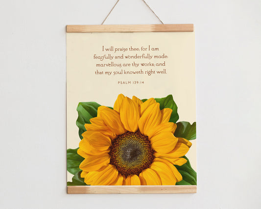 Bible Verse Art Print, Psalm 139:14