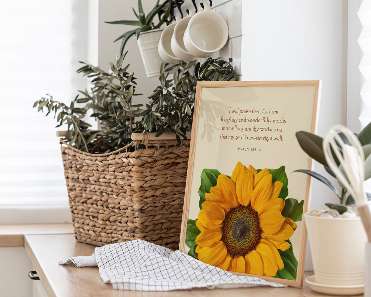 Bible Verse Art Print, Psalm 139:14