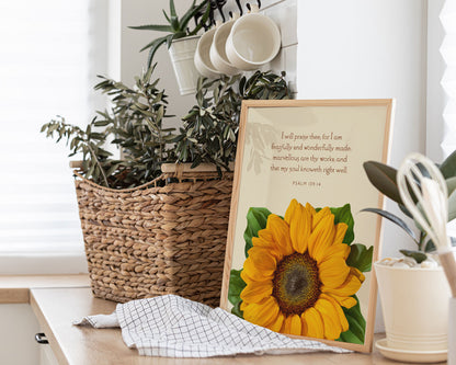 Bible Verse Art Print, Psalm 139:14