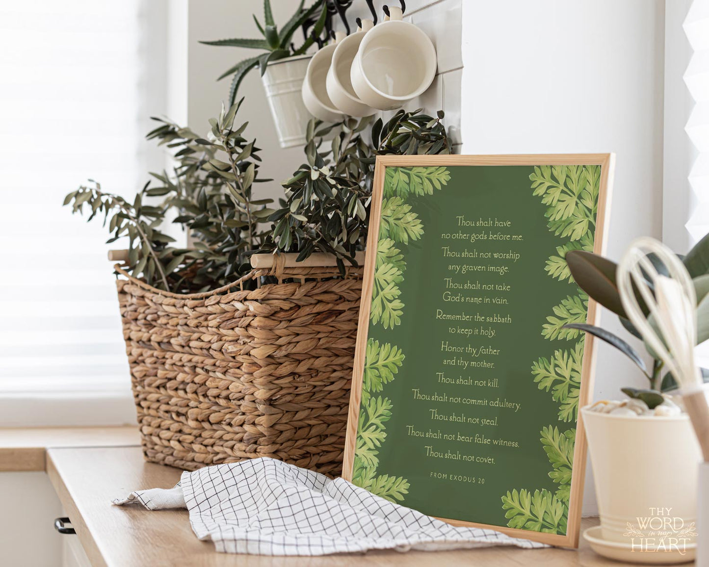 Bible Verse Art Print, Ten Commandments