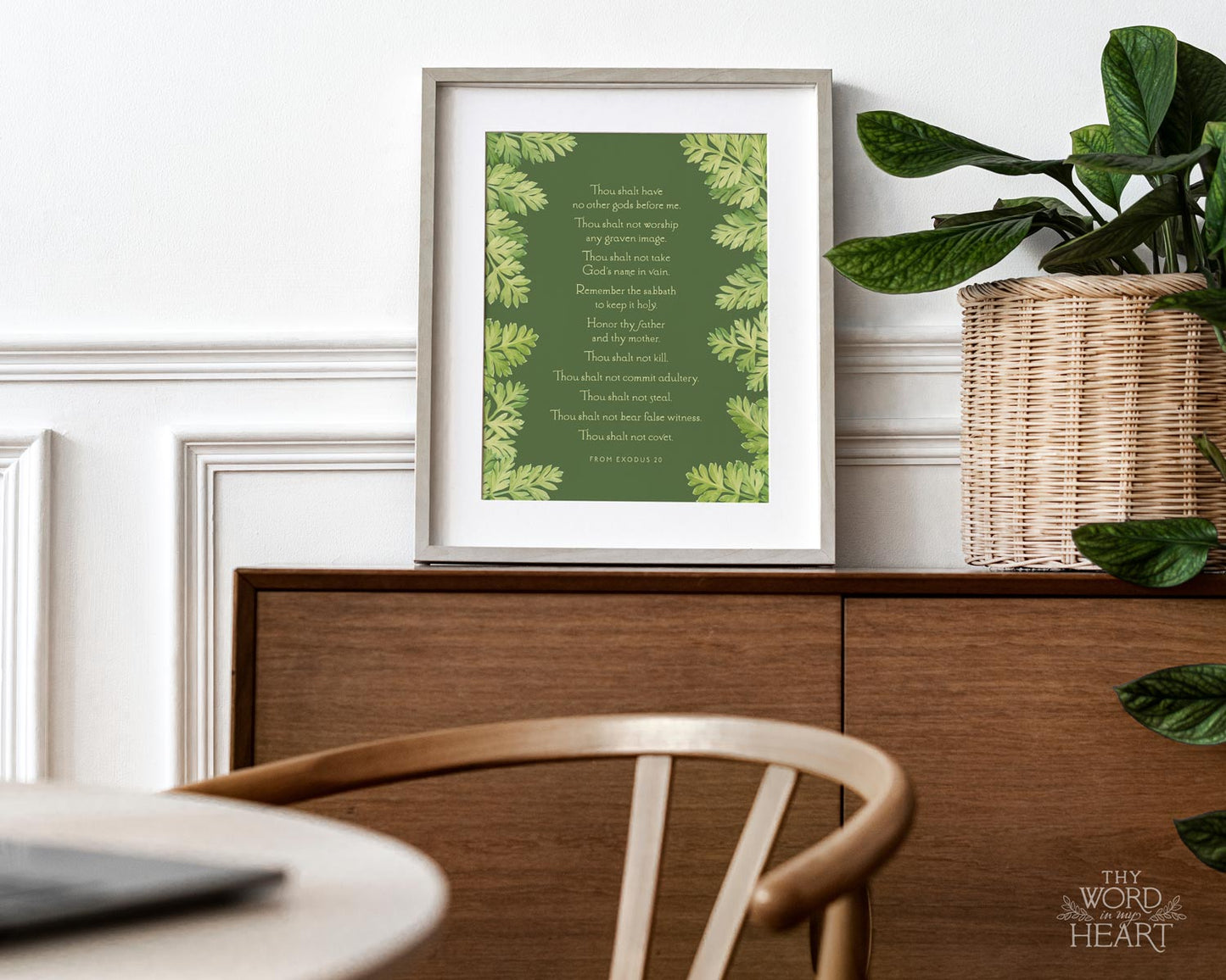 Bible Verse Art Print, Ten Commandments